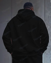 Men's Plus Size Simple Plaid Patchwork Letter Printed Zipper Cardigan Hoodie